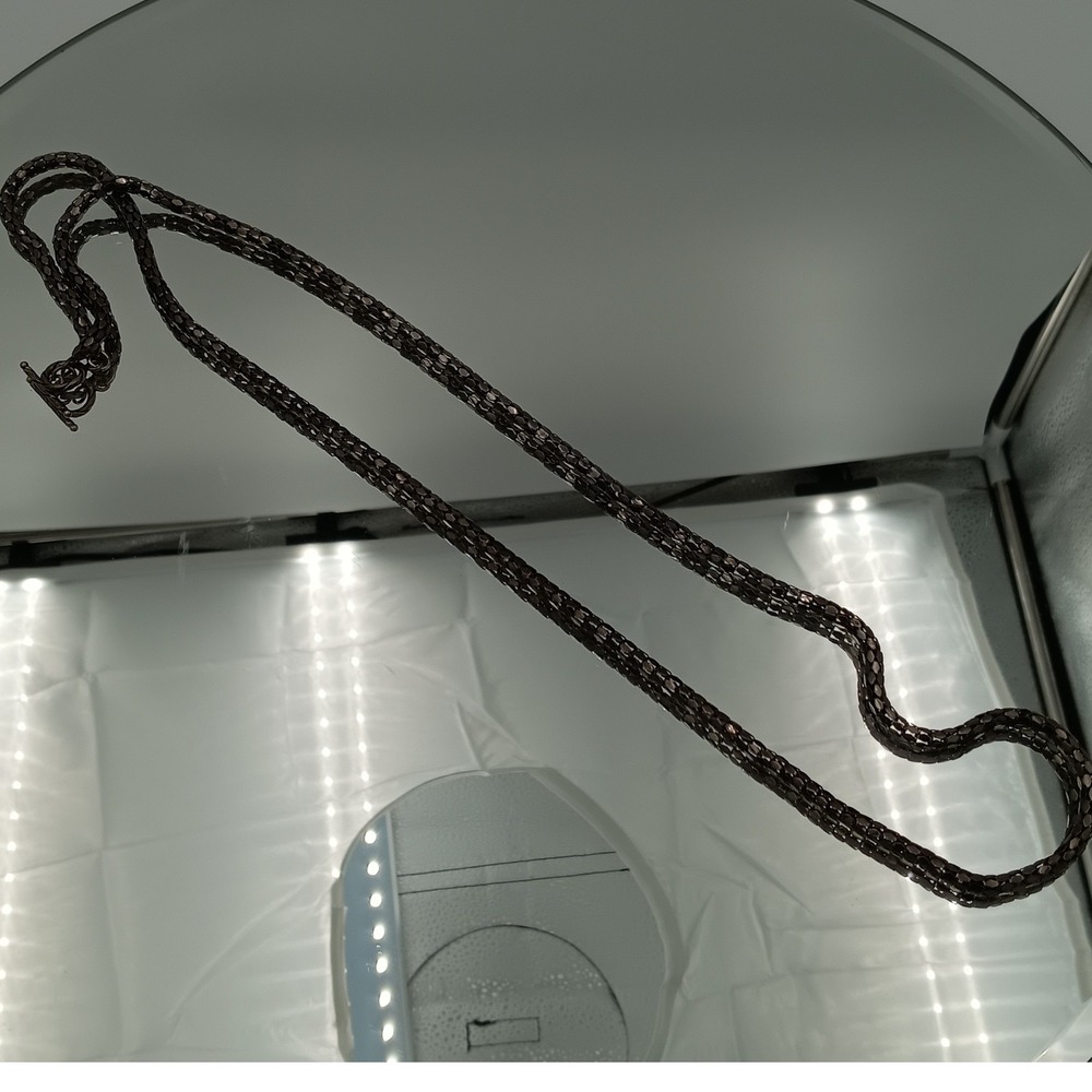 Dark Metal Snake Chain Necklace Toggle Clasp